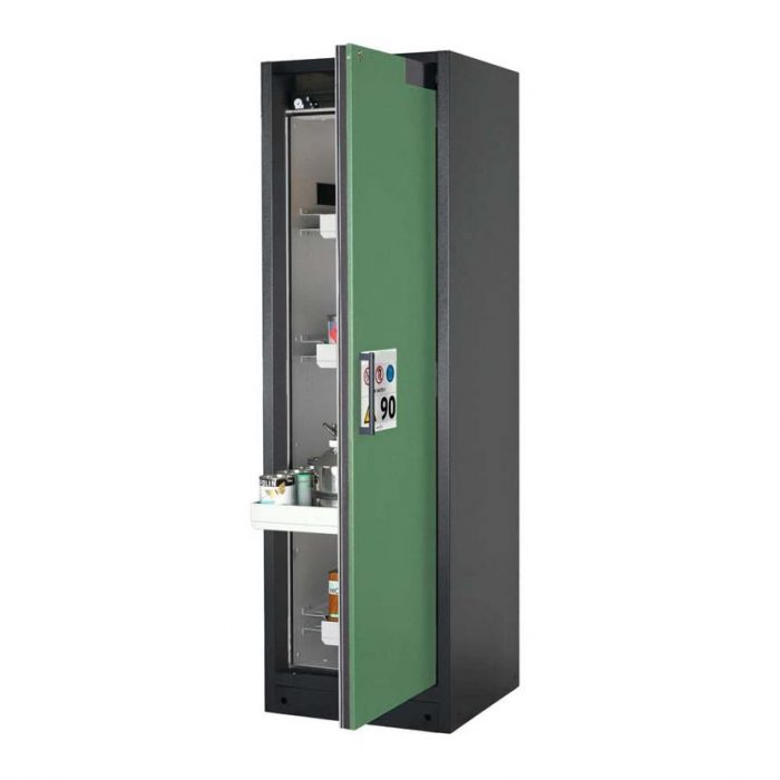 Brandsäkert kemikalieskåp Select W-64R-O bredd 600 mm, 4 utdragskar, högerhängd dörr - Grön
