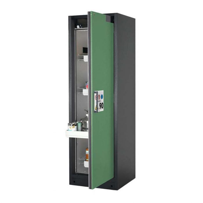 Brandsäkert kemikalieskåp Select W-64R bredd 600 mm, 4 utdragskar, högerhängd dörr - Grön