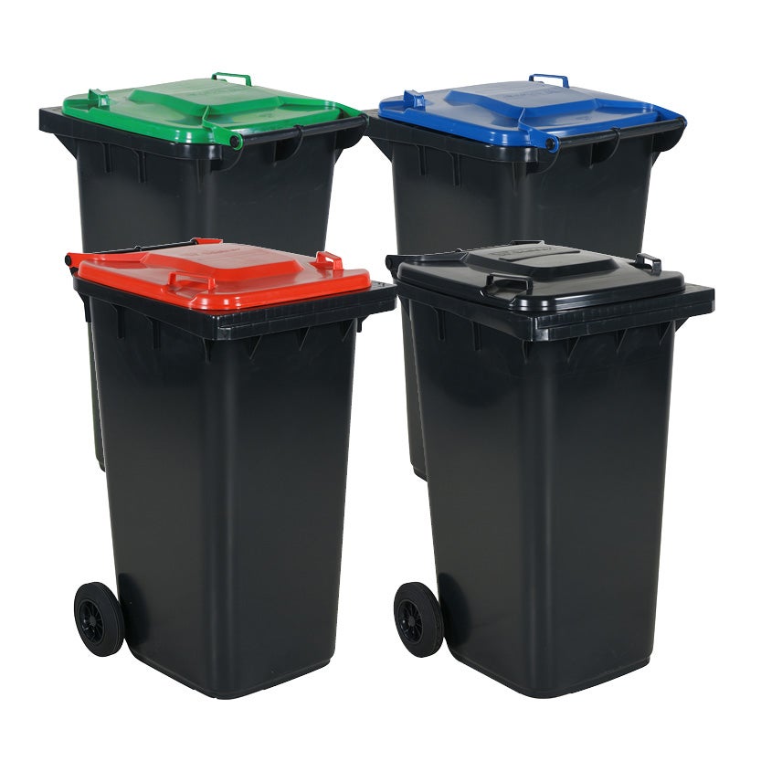 Sopkärl 240 L, av polyeten, med två hjul, grått lock