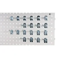 Set med 20 st blandade krokar/hållare till verktygstavla