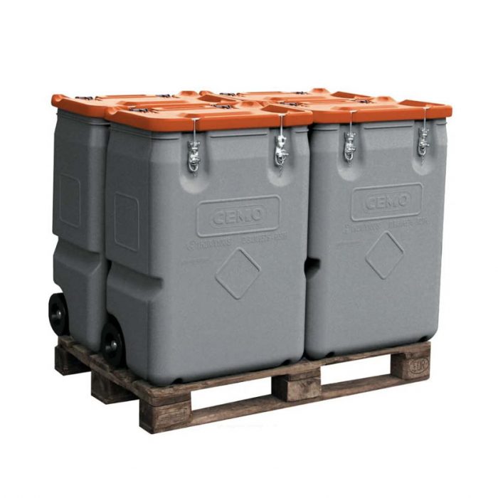Mobil transportbehållare för farligt fast gods 170 L, ADR-godkänd - Orange lock