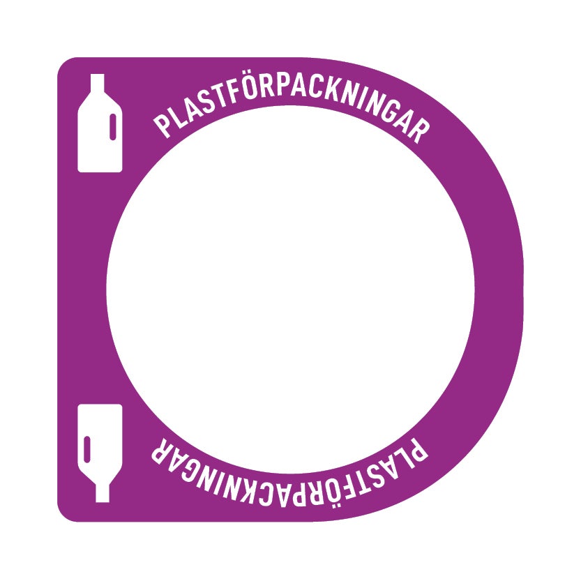 Källsorteringsdekal – Plastförpackningar – passar möbel Campus