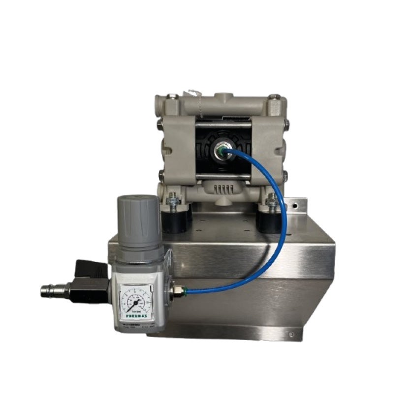 Kemikaliepumpset 8 L, tryckluftsdriven membranpump inkl väggfäste och manometer