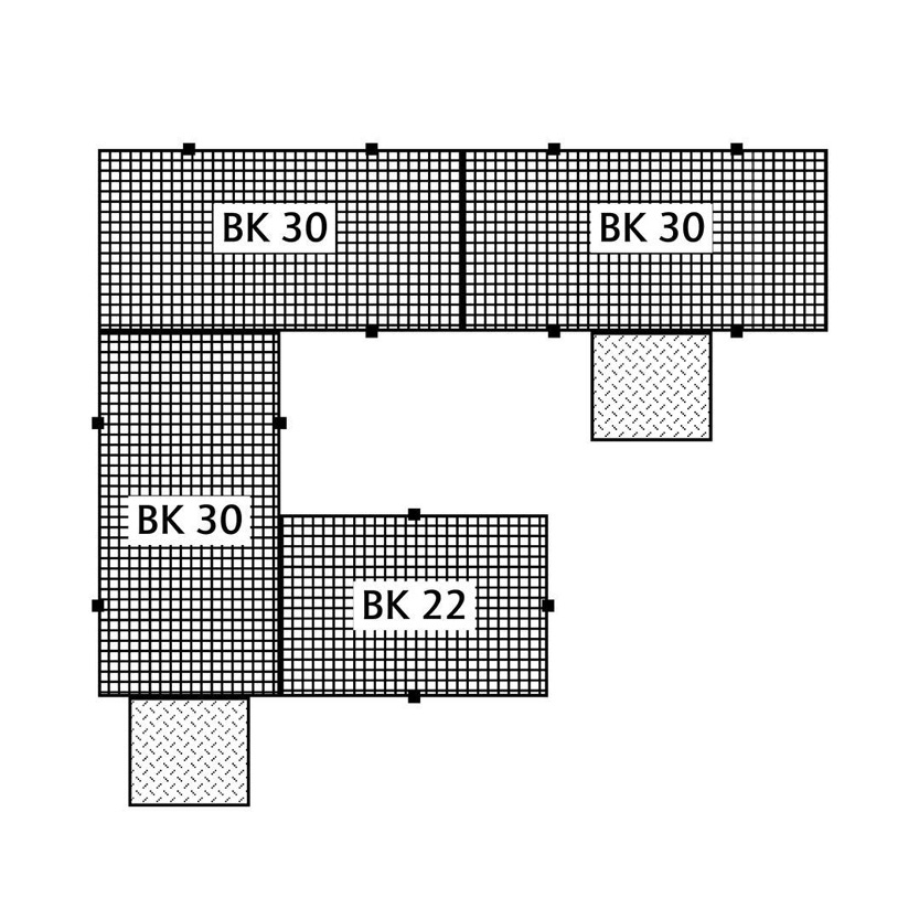 Arbetsgolv BK22.15 av PE, en sektion med mått 2200x1500x150 mm - Förzinkat