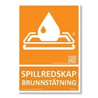 Skylt Spillredskap® brunnstätning A4 av aluminium