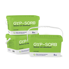 Gyp-Sorb, absorberande saneringsmedel av återvunna gipsskivor