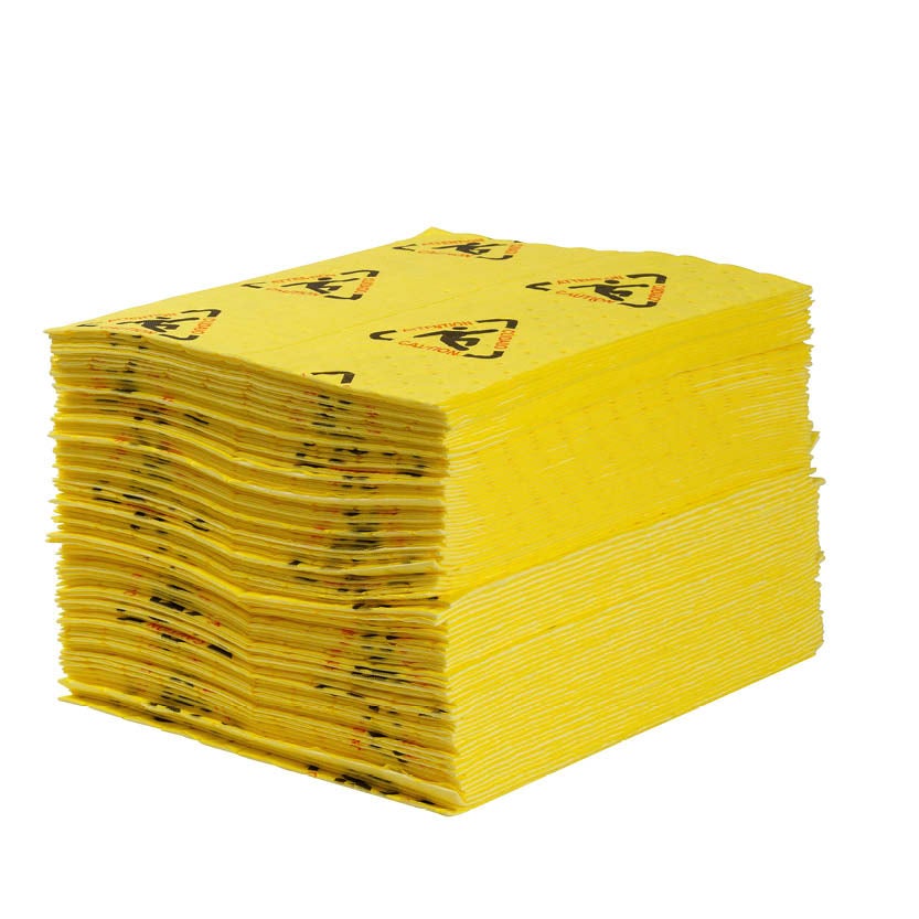Absorbent Kem ark med varningssymbol och halkskydd