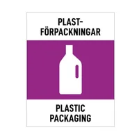 Källsorteringsdekal - Plastförpackningar - 130 x 170 mm