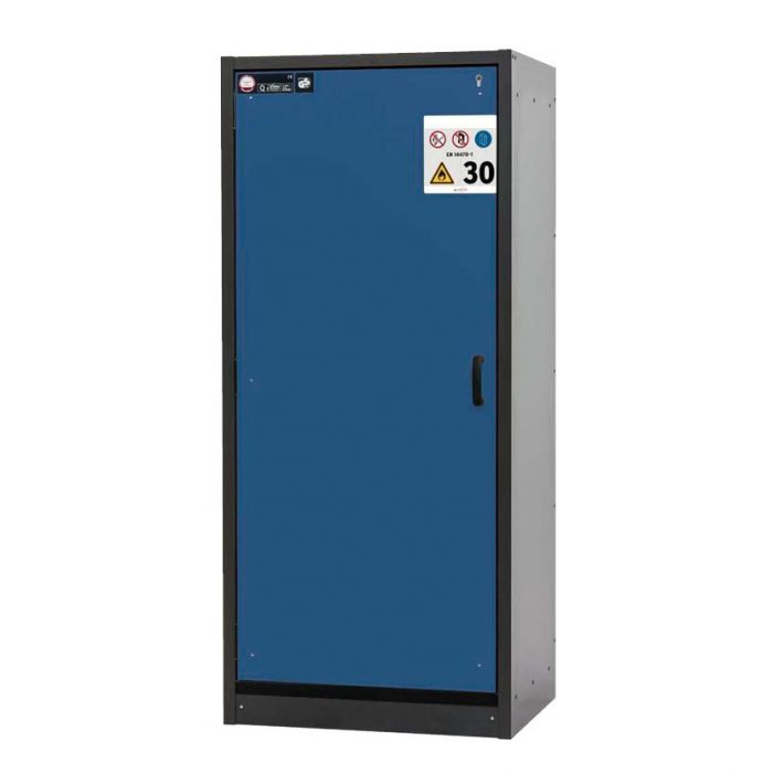 Brandklassat kemikalieskåp BaseLine 30-96L, bredd 900 mm, sex utdragskar, vänsterhängd dörr - Blå