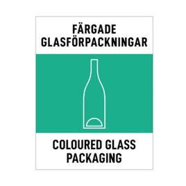 Källsorteringsdekal - Färgade glasförpackningar - 130 x 170 mm