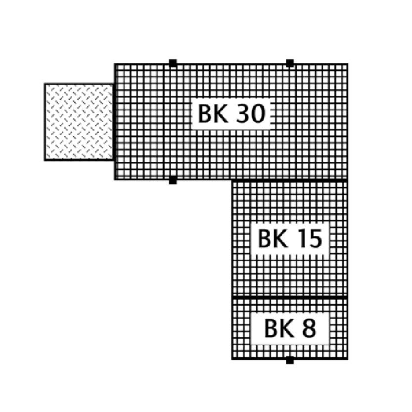 Arbetsgolv BK15.15 av PE, en sektion med mått 1500x1500x150 mm - Förzinkat