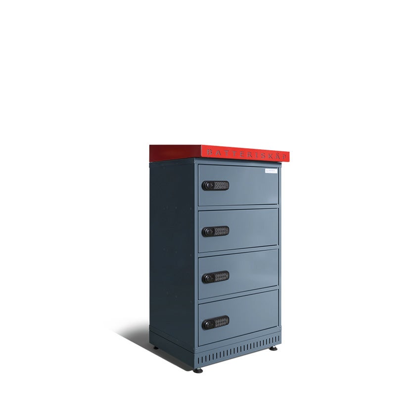 Laddskåp JiWaCharge 4, cykelbatteriskåp med 4 fack, golvmodell