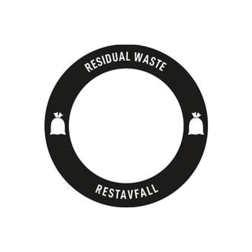 Dekal Restavfall, rund, passar inkast 200 mm