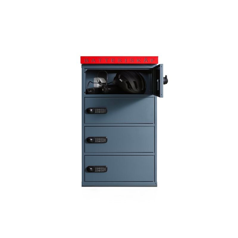 Laddskåp JiWaCharge 4, cykelbatteriskåp med 4 fack, vägghängd