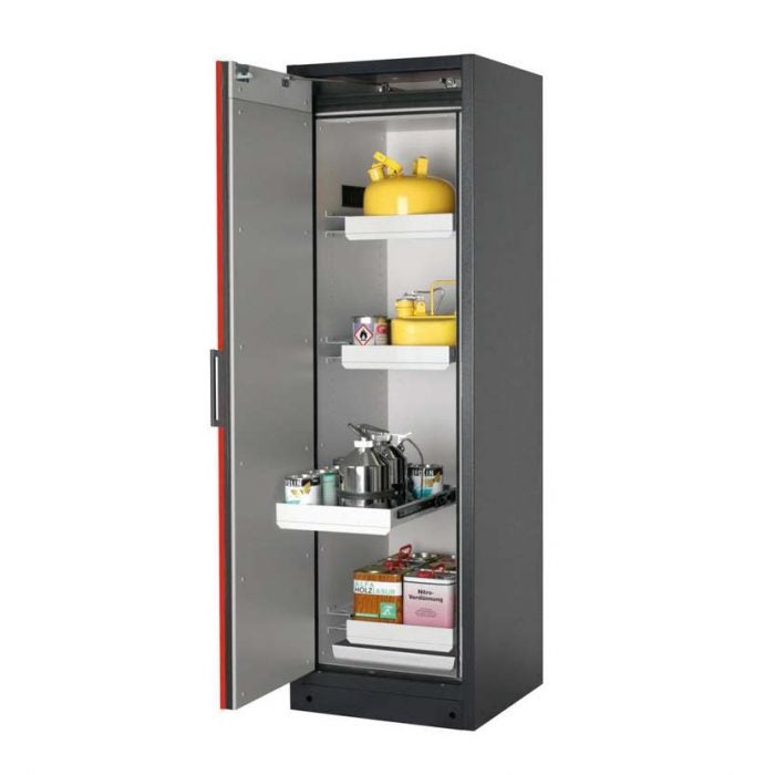 Brandsäkert kemikalieskåp Select W-64L-O bredd 600 mm, 4 utdragskar, vänsterhängd dörr