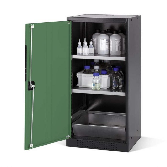 Kemikalieskåp Systema CS52L, med enkeldörr och två hyllplan