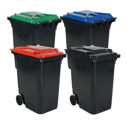 Sopkärl 360 L, av polyeten, med två hjul, blått lock