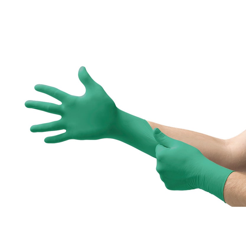 Engångshandske TouchNTuff 92-600 grön, opudrad nitril, stl XS