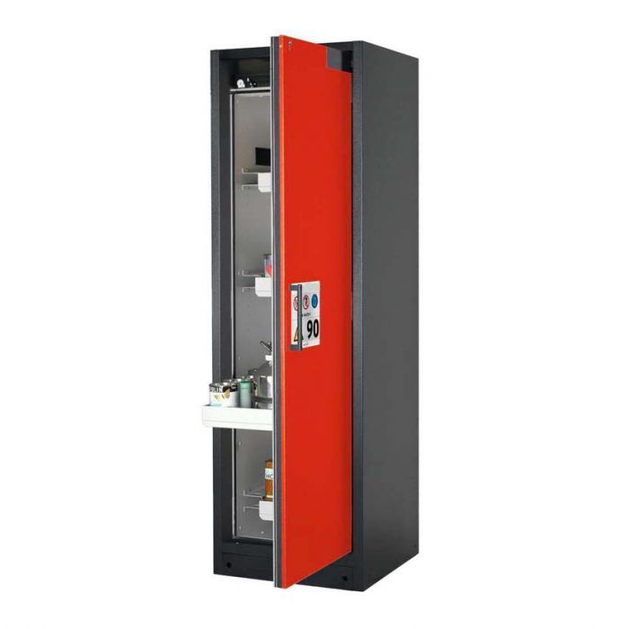 Brandsäkert kemikalieskåp Select W-64R-O bredd 600 mm, 4 utdragskar, högerhängd dörr - Röd