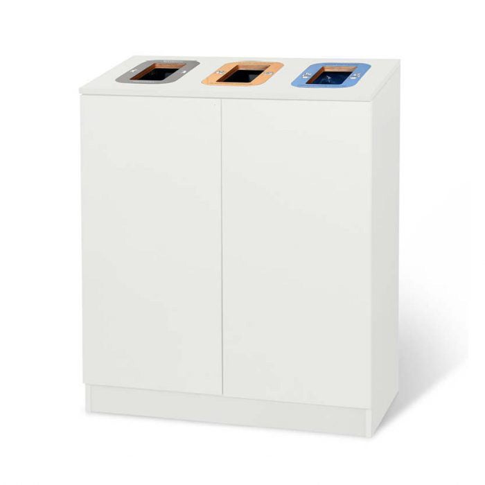 Källsorteringsmöbel Multi 3, med 3 inkast i locket - Vit