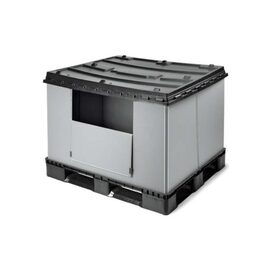 Pallbox av plast 815 L hopfällbar med lucka, 1227 x 1027 x 965 mm