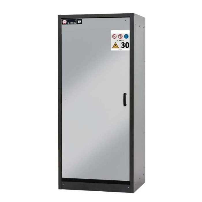 Brandklassat kemikalieskåp BaseLine 30-96L, bredd 900 mm, sex utdragskar, vänsterhängd dörr - Silver