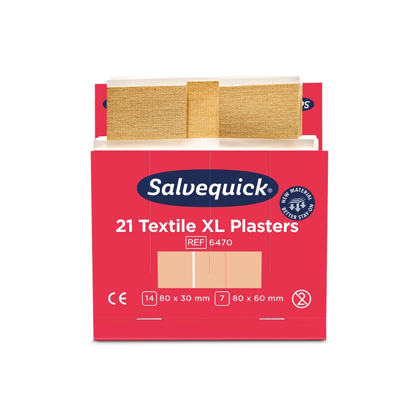 Textilplåster XL Salvequick 6 x 21 st, refill 6470