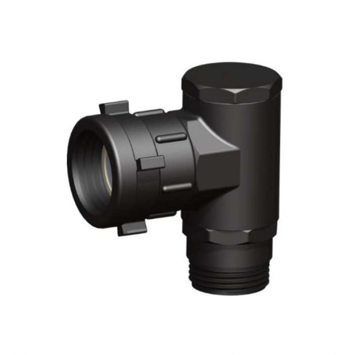 T-koppling 90° svivel 60x6 hona, 60x6 hane, BSP hona 2 tum med lock
