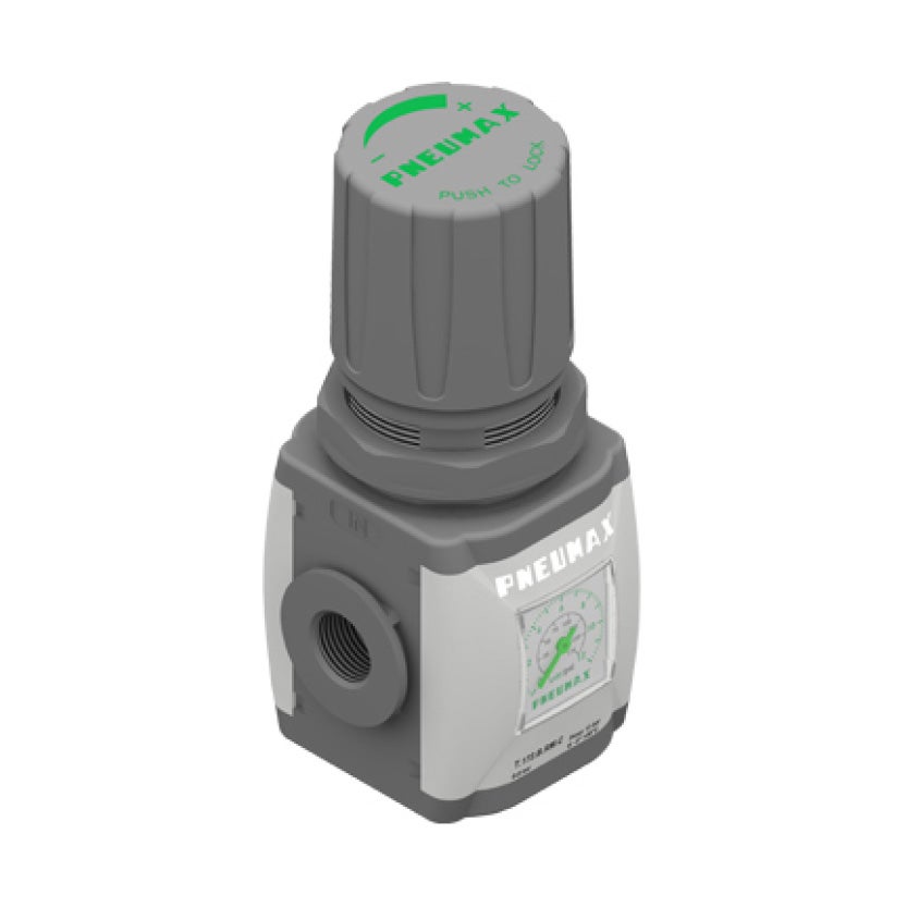 Regulator 1/4 tum, 0-12 bar, med inbyggd manometer
