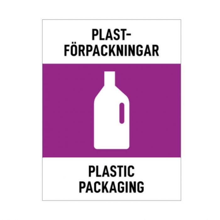 Källsorteringsdekal - Plastförpackningar - 130 x 170 mm