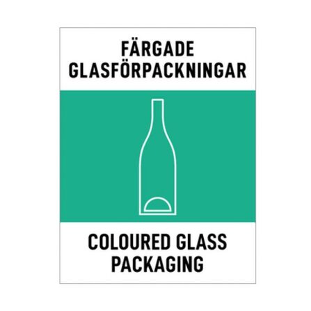 Källsorteringsdekal - Färgade glasförpackningar - 130 x 170 mm
