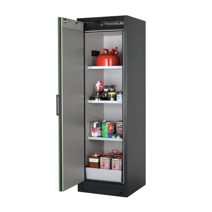 Brandsäkert kemikalieskåp Select W-63L-O bredd 600 mm, 3 hyllplan, vänsterhängd dörr
