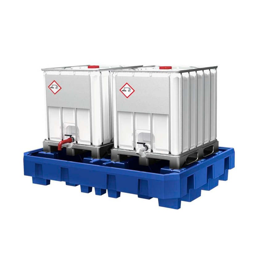 Uppsamlingskar CL av polyeten för 2 IBC-behållare, med avtappningsyta