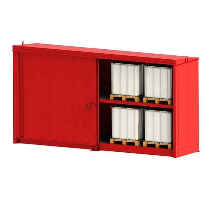 Miljöcontainer 6 x 1,6 m, för 8 st IBC eller 36 st 200-liters fat, oisolerad