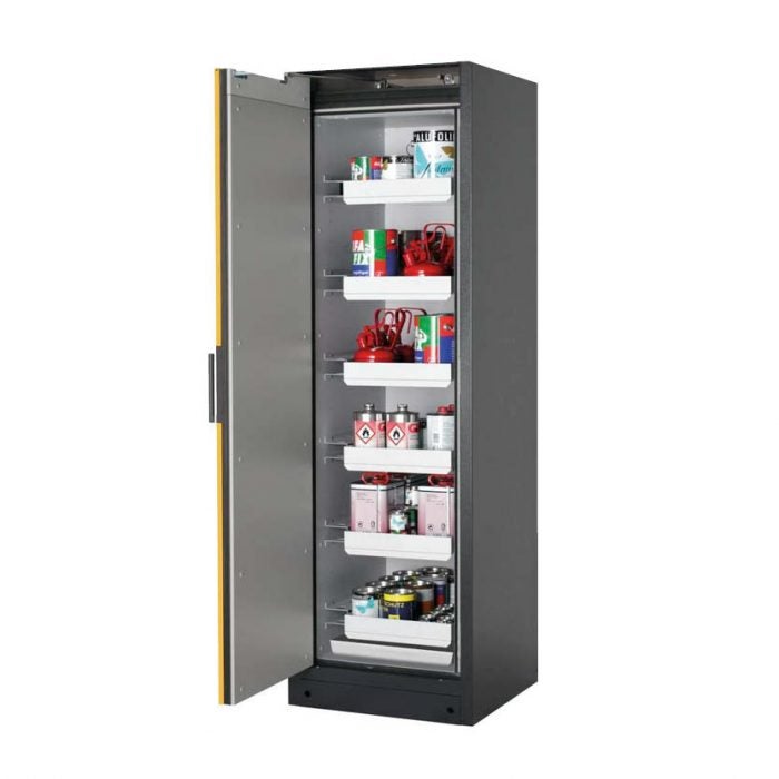 Brandsäkert kemikalieskåp Select W-66L bredd 600 mm, 6 utdragskar, vänsterhängd dörr