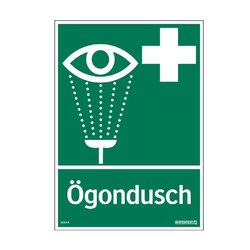 Nödskylt A4 Första hjälpen Ögondusch