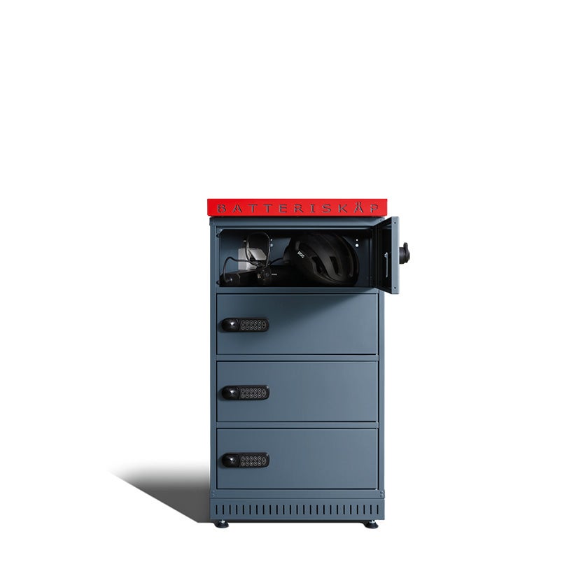 Laddskåp JiWaCharge 4, cykelbatteriskåp med 4 fack, golvmodell