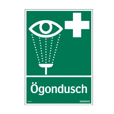 Nödskylt A4 Första hjälpen Ögondusch