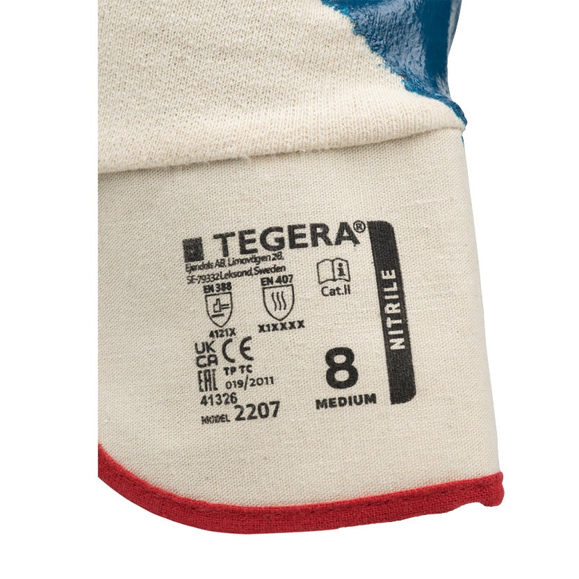 Arbetshandske Tegera 2207, halvdoppad nitril, stl 8