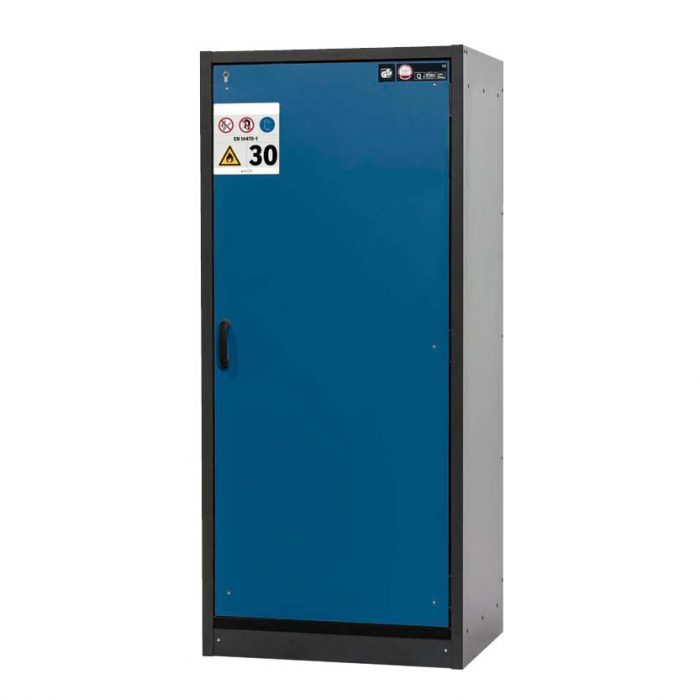Brandklassat kemikalieskåp BaseLine 30-96R, bredd 900 mm, sex utdragskar, högerhängd dörr - Blå