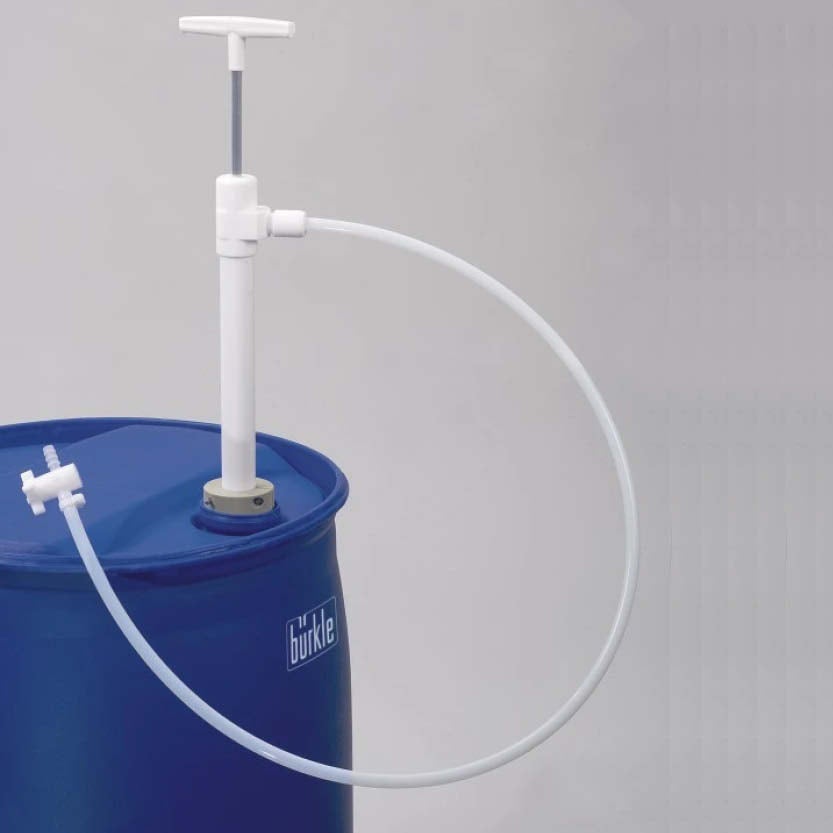 Fatpump Ultrapure av PTFE, med avtappningsslang och kran
