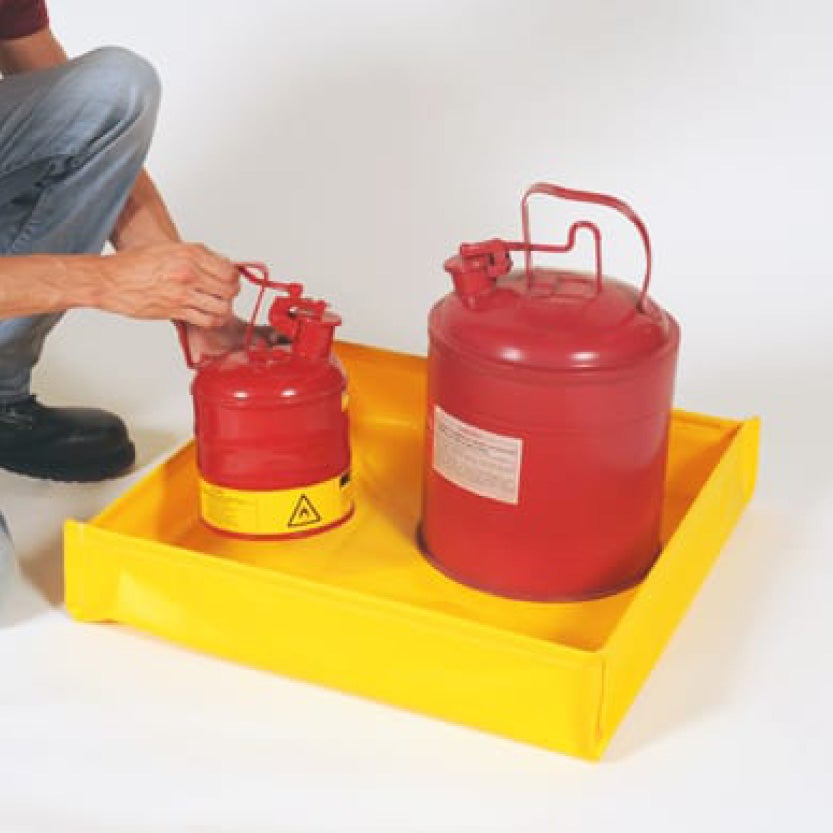 Spilltråg av PVC, hopfällbart, high-vis gul, 19 liter, 400x400x120mm