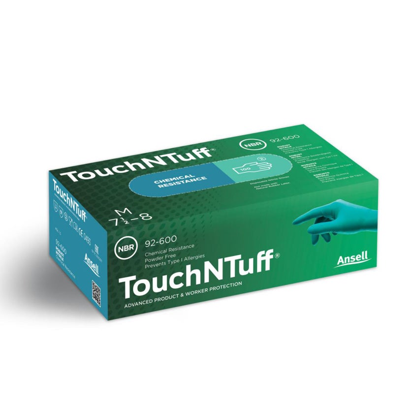 Engångshandske TouchNTuff 92-600 grön, opudrad nitril, stl XS