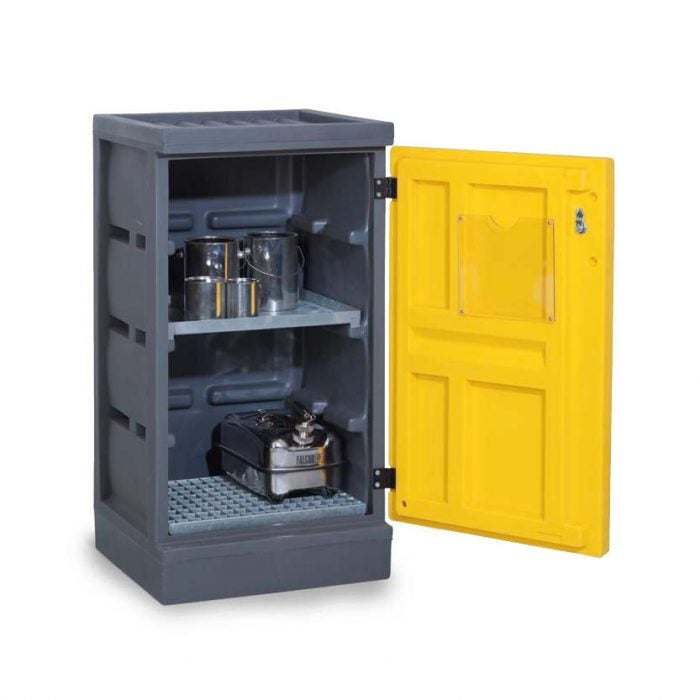 Miljöskåp PolyStore PS 611-1.1, med enkeldörr, 1 utdragskar och 1 gallerhylla