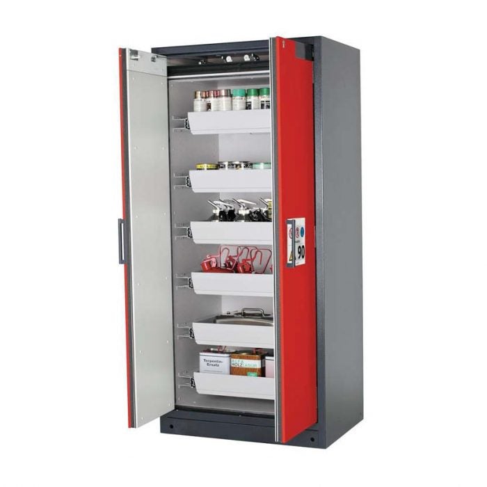 Brandsäkert kemikalieskåp Select W-96 bredd 900 mm, 6 utdragskar