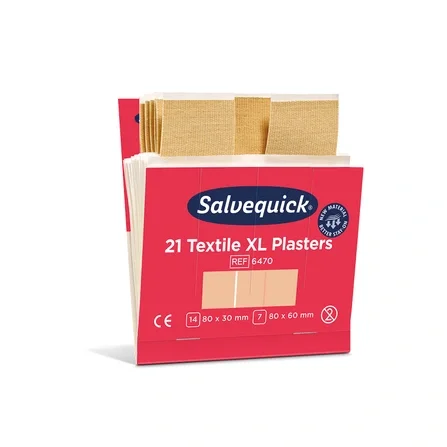 Textilplåster XL Salvequick 6 x 21 st, refill 6470