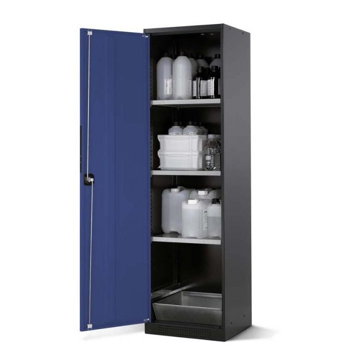 Kemikalieskåp Systema CS53L, med enkeldörr och tre hyllplan