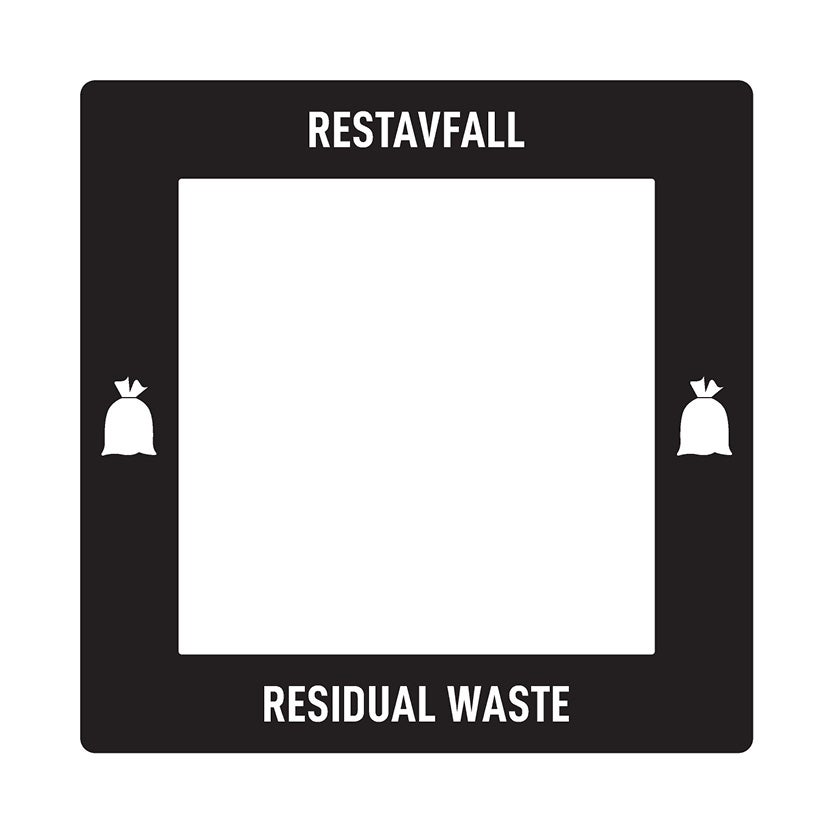 Dekal Restavfall, passar källsorteringskärl Lynx, 212x212mm